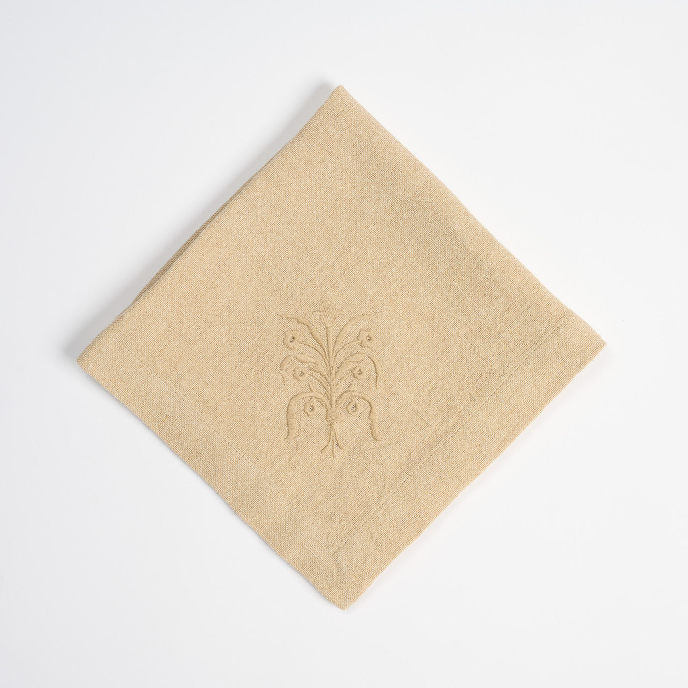 Floral linen napkin, beige - pair of two